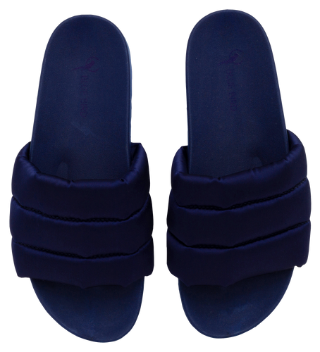 Satin Dark Blue Slide - Blue Bird Shoes 
