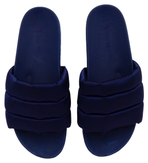 Satin Dark Blue Slide - Blue Bird Shoes 