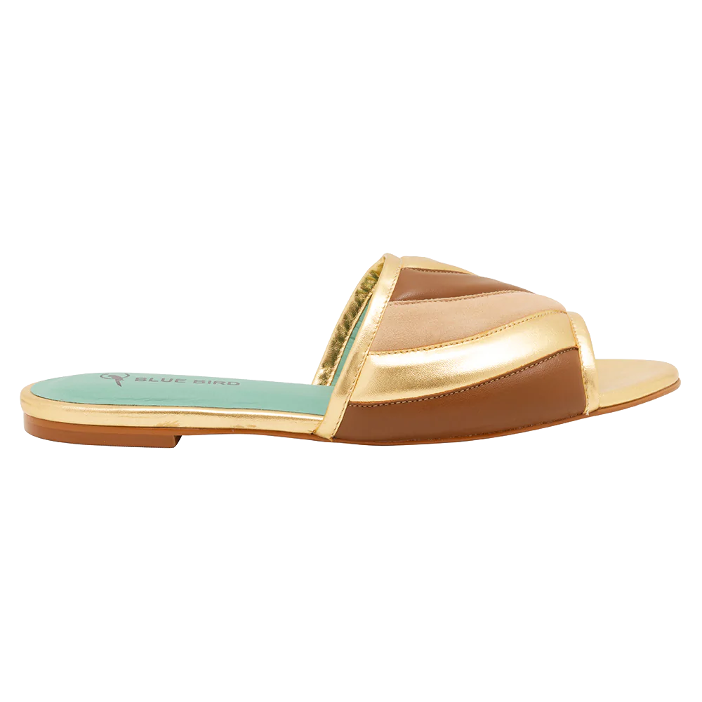 Mixed Colours Camel Flat Slide - Blue Bird Shoes 