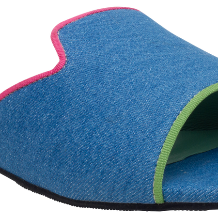 Denim Blue Flat Slide - Blue Bird Shoes 