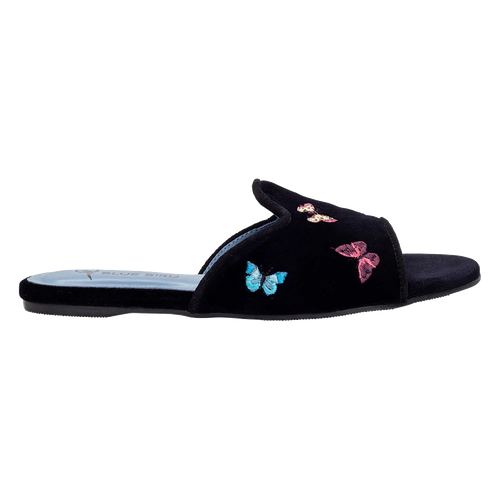 Butterflies Black Flat Slide - Blue Bird Shoes 
