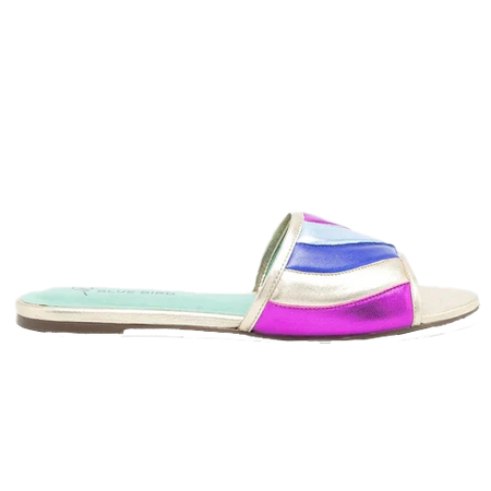 Mixed Colours Flat Slide - Blue Bird Shoes 