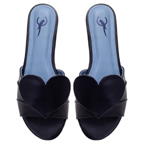 Black Heart Flat Slide - Blue Bird Shoes 