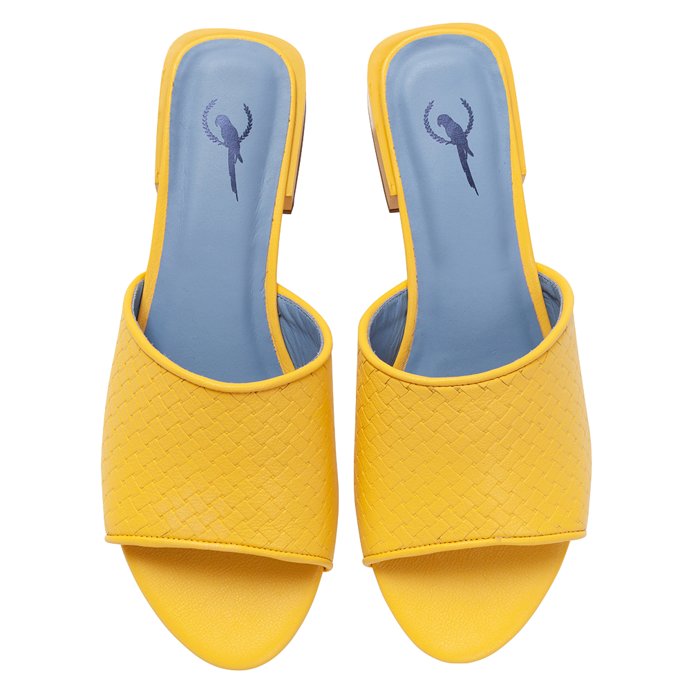 Textured Yellow Mules - Blue Bird Shoes 