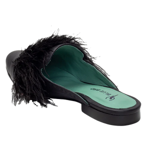 Feathers Black Loafer Mules - Blue Bird Shoes 