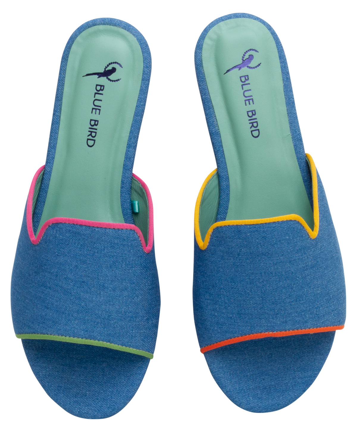 Denim Blue Flat Slide - Blue Bird Shoes 