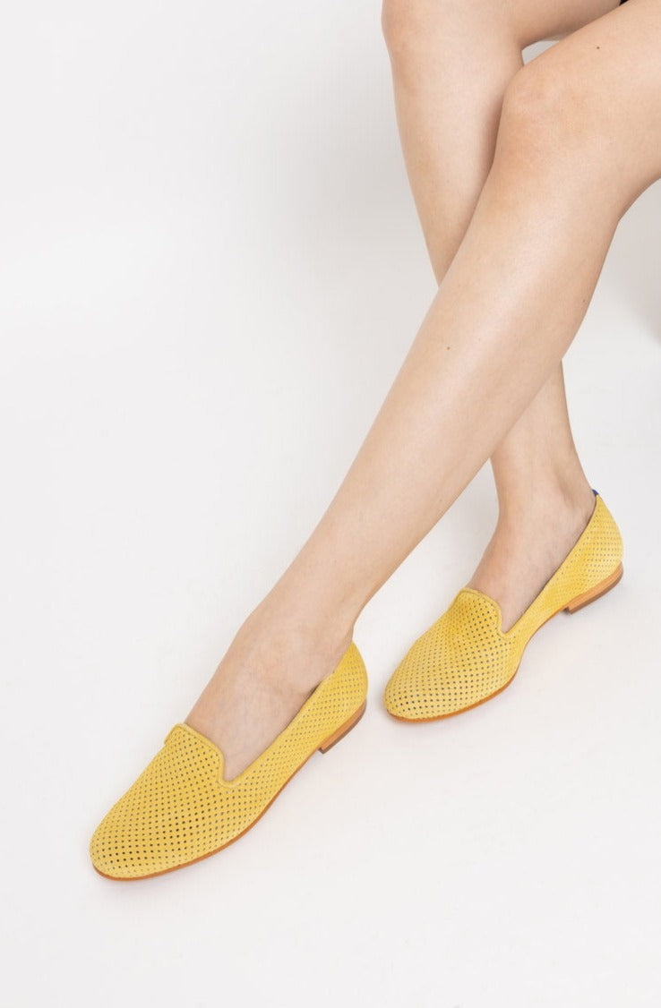 Perforated Yellow Loafer - Blue Bird Shoes 