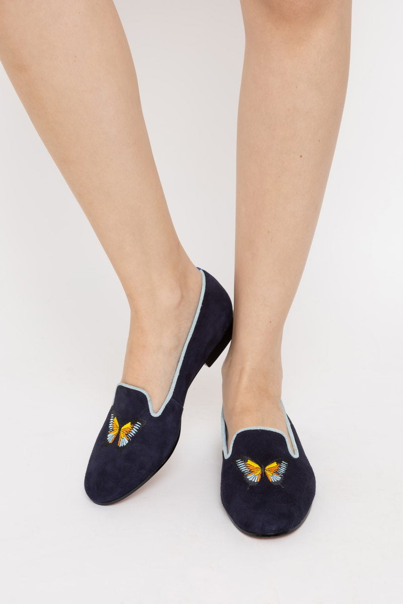 Butterfly Dark Blue Loafer - Blue Bird Shoes 