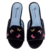 Butterflies Black Flat Slide - Blue Bird Shoes 