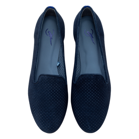 Perforated Dark Blue Loafer - Blue Bird Shoes 