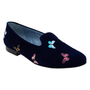 Butterflies Dark Blue Loafer - Blue Bird Shoes 