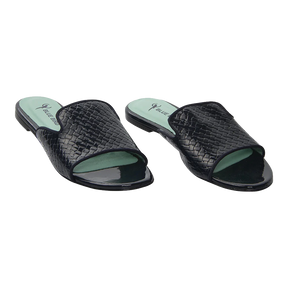 Tresset Black Flat Slide - Blue Bird Shoes 