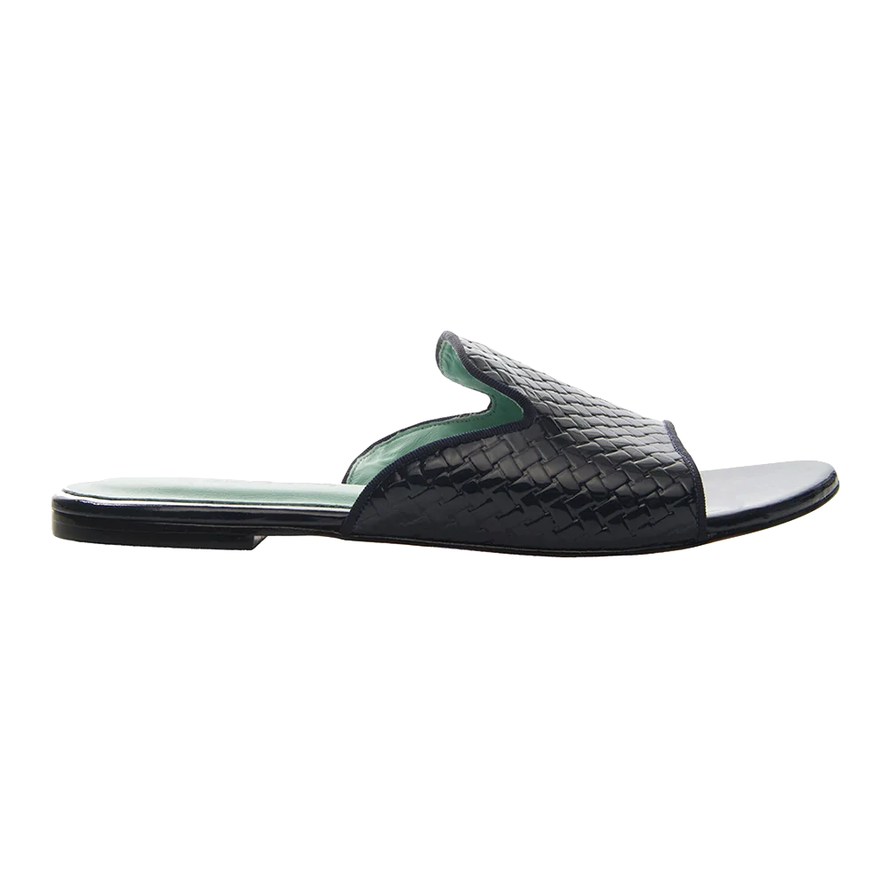 Tresset Black Flat Slide - Blue Bird Shoes 