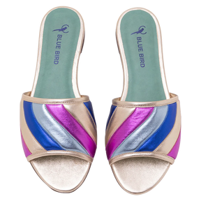 Mixed Colours Flat Slide - Blue Bird Shoes 