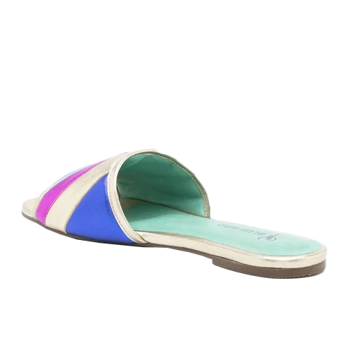 Mixed Colours Flat Slide - Blue Bird Shoes 