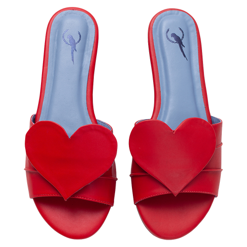 Red Heart Flat Slide - Blue Bird Shoes 