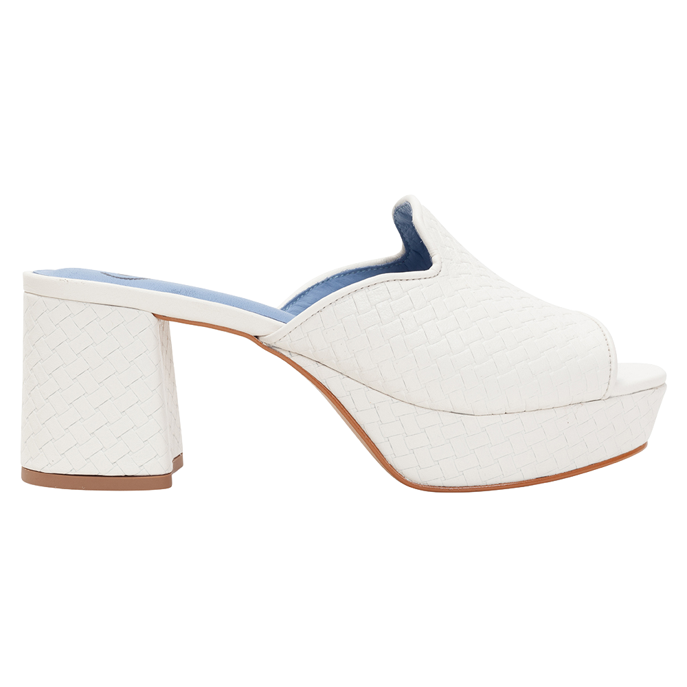 Textured Off White Platform Mules - Blue Bird Shoes 